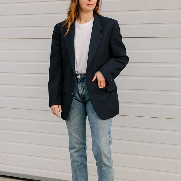 Dior Jackets & Blazers - Vintage Christian Dior Dark Blue Navy Sports Coat Pure Virgin Wool Medium